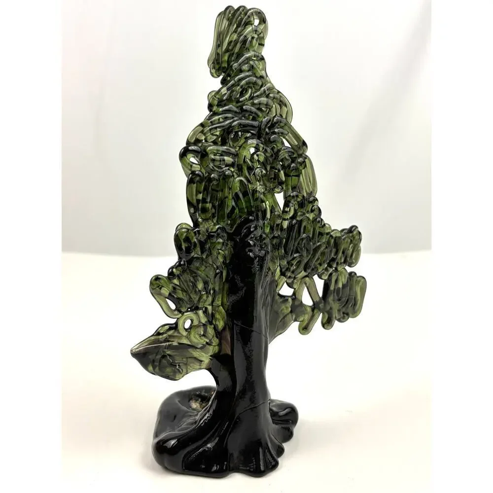 VTG Green 24% Lead Crystal Christmas Tree Peter Kaspar Art Glass‎ Unique Rare